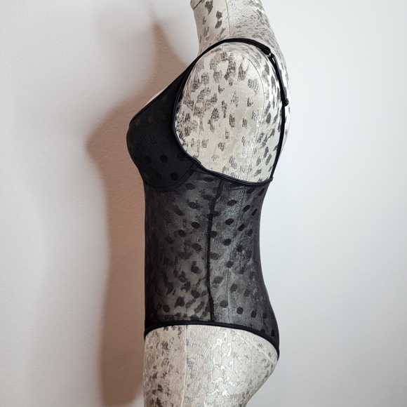 PINK Victoria's Secret Polka Dots Mesh Sheer Bodysuit. - Picture 6 of 15